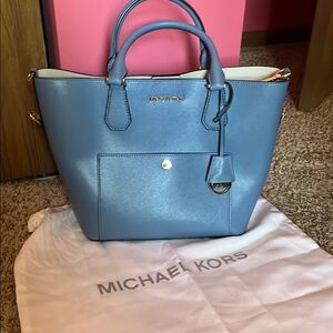 Michael Kors Blue Saffiano Leather Tote